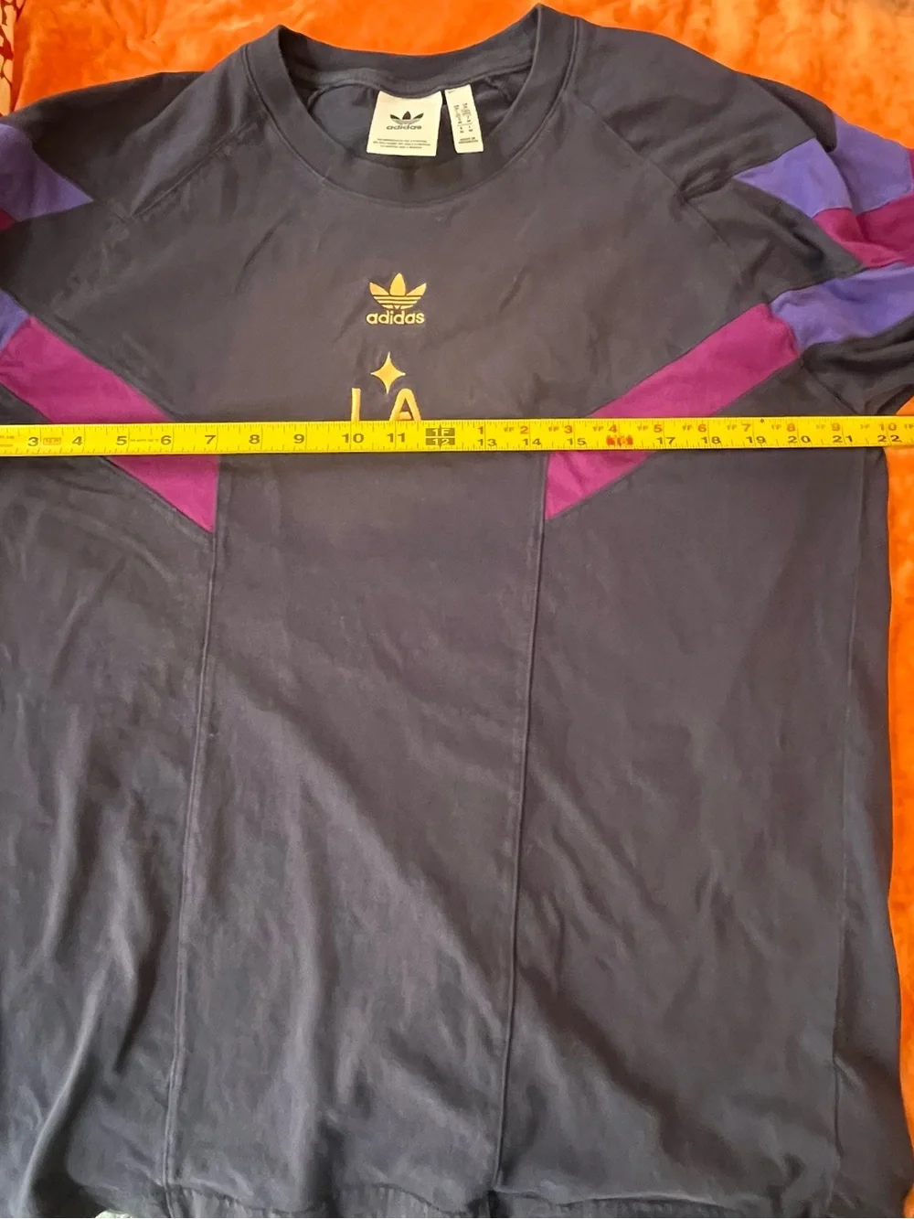 Adidas Originals LA Galaxy Purple Colorblock Graphic Tee Shirt - M 100% cotto